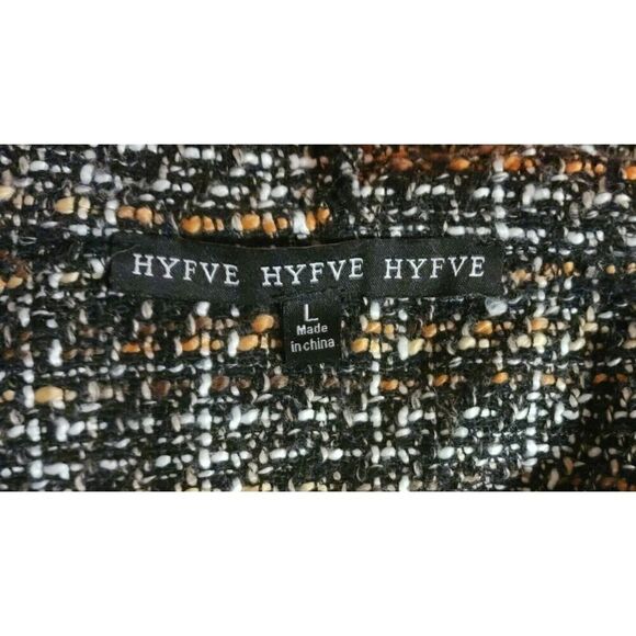 Hyfve Cardigan Sz Large Brown Hooded Pockets Open Front Knit Fringe Autumn Wear - Picture 6 of 6